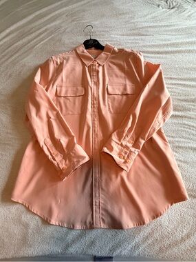 Chico’s Washable Silk Button Front Shirt- Peach, Chico’s Size 2